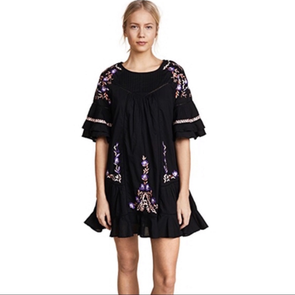 Free People Embroidered Ruffle Mini Dress - Picture 3 of 7